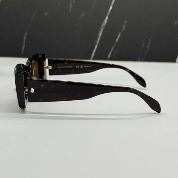 NEW AM0426S 002 ALEXANDER MCQUEEN HAVANA SQUARE UNISEX SUNGLASSES